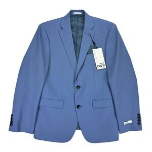 Bar III Mens Slim Fit Wool Blend Power Stretch Suit Jacket Light Blue 38S